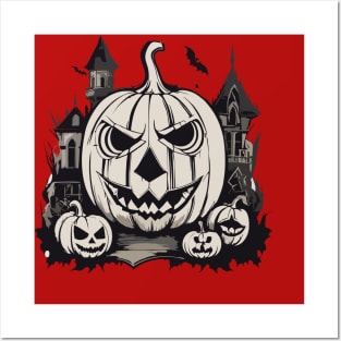 Gothic pumpkin carving for Halloween Posters and Art